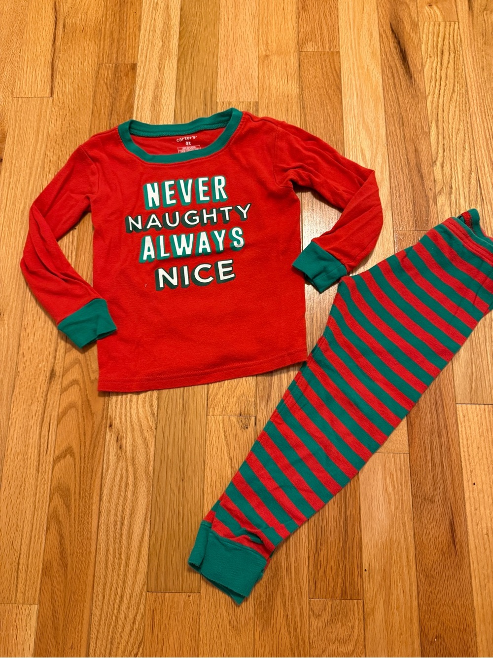 Carter's Red and Green Holiday Pajama Set - 'Never Naughty Always Nice'